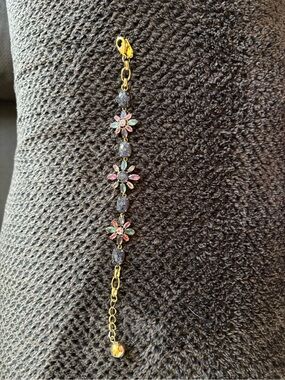 kate spade Gold-Tone Floral Crystal Bracelet with Pink, Green and Blue Accents
